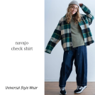 【 Universal Style Wear 】ナバホ チェック シャツ（green）