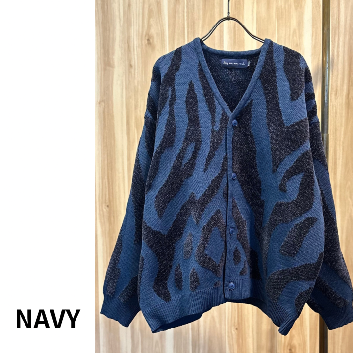 【Many men many minds】 zebra print knit cardigan